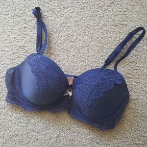 Navy VS Dream Angels Lined Demi Lace Bra 32D